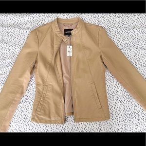 Tan Express faux Leather Jacket